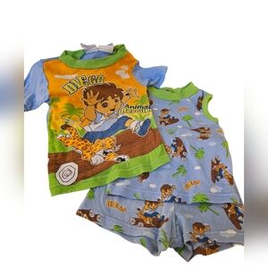 Nick Jr Go Diego Go Pajama Set 3T Toddler 3 Piece Animal Rescue Sleepwear Cotton